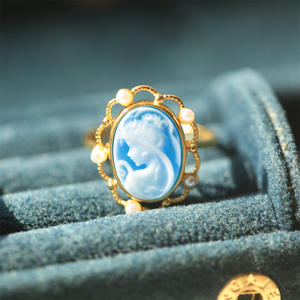 Anillo de Plata 925 con Incrustaciones de <span class=keywords><strong>Camio</strong></span> en Relieve, Venta de Fábrica - Product Image 1