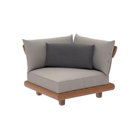 Ensemble de canapés d'extérieur de qualité commerciale en teck moderne de luxe, résistant aux intempéries, pour hôtel, jardin, terrasse