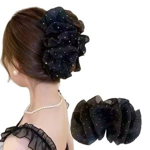 <b>Feather</b> Mesh Hair Clip With Pearl Embellishment For Women Party Headdress Summer 2024 - Product Image 5