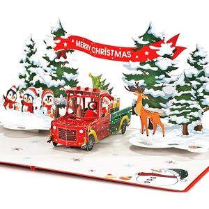 Christmas Pop-Up 3D Rectangle Holiday Greeting Card 6x8in 4-Color Digital Printed with <b>Gloss</b> Lamination for Family and Friends - Product Image 1