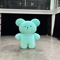 Costume de mascotte d'ours gonflable amusant en peluche vert menthe, costume d'ours gonflable, mascotte d'animal gonflable personnalisée