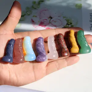 Wholesale Price Natural Rock Stone Artificial Dildo Penis Craft 1.5inch Gemstone Crystal Mini Penis Carving For Healing