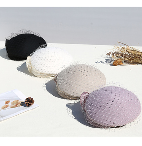 หมวกเบเร่ต์ประดับลูกปัดสีน้ำตาลสำหรับผู้หญิงหมวกเบเร่ต์สีม่วงหมวกเบเร่ต์สำหรับใส่ในโบสถ์สำหรับผู้หญิงดีไซน์ใหม่ - Product Image 5