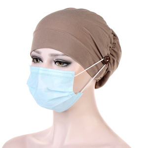 Gorro Turbante Musulmán al por Mayor, Gorro de <span class=keywords><strong>Quimioterapia</strong></span> para Mujer de Color Sólido, Estilo Étnico, Poliéster Chifón, Cuatro Estaciones - Product Image 2