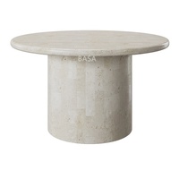 Table de jardin d'hôtel avec plateau en marbre naturel, style européen blanc simple