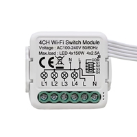 Tuya wifi intelligent ménage bricolage mur 1 gang 2 gang 3/4 gang 2 voies module d'interrupteur de lumière fonctionne avec alexa google home et IFTTT