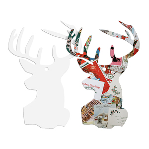 Ornamenti natalizi appesi sublimazione legno a forma di cervo stampabile con foto - Product Image 1