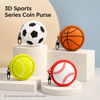 Porte-monnaie zippé coloré style sport baseball et basketball, sac de rangement pour écouteurs et porte-clés, modèle 2026, vente chaude