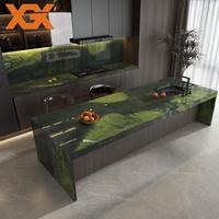 Panneau en pierre frittée polie vert avocat scintillant pour cuisine/salon/balcon 1600*3200*12mm