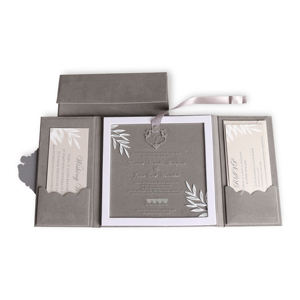 Cartes d'<span class=keywords><strong>invitation</strong></span> en suède gris argenté avec cartes d'entrée Cartes de remerciement - Product Image 2