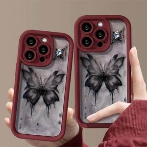 Funda de Teléfono de Lujo con Diseño de Mariposa Negra para iPhone 16 Pro Max 15 14 Plus 13 12 11 17, Funda Protectora de Silicona Suave a Prueba de Golpes - Product Image 1