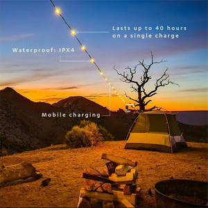Lampe de camping solaire d'extérieur, guirlande lumineuse LED, chargeur de téléphone, gadgets de camping, équipement de camping - Product Image 4