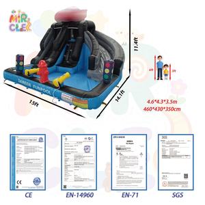 Tobogán Acuático Inflable Comercial de PVC con Temática de Carreras de Autos, Parque Acuático Inflable Móvil con Piscina - Product Image 5