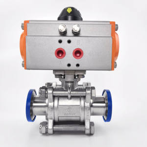 Шаровой кран двойного действия из нержавеющей стали Wangtai с возможностью индивидуальной настройки, с пневматическим приводом Tri-Clamp, быстрая установка, поддержка OEM, для воды - Product Image 1