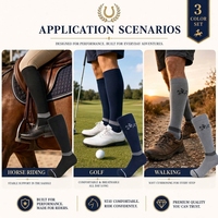 Chaussettes d'équitation de compression personnalisables avec logo OEM, hauteur genou, pour hommes et femmes, respirantes, en coton, avec logo sur le dessous, collection Printemps