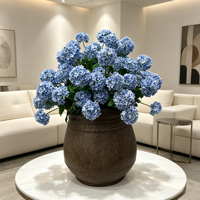 Fausse plante d'hortensia bleu boule de neige en pot, fleur artificielle de simulation, bonsaï pour la décoration moderne de la maison, du hall et du bureau