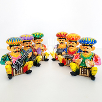 Theperfectbazaar Ensemble de 6 statues de musiciens Bawla en bois artisanales (3 pouces) Décoration de table pour la maison Cadeau en provenance de l'Uttar Pradesh