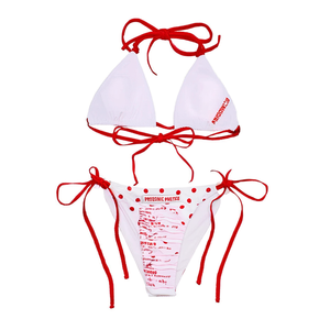 Ensemble bikini pour femme Buonic, blanc, rouge à pois, taille 40 42 44 46, vêtements de plage, maillots de bain - Product Image 2