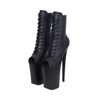 Chaussures de pole dance professionnelles en PU de 9 pouces, motif peau de serpent, bottes à lacets à bout ouvert, adaptées aux spectacles sur scène
