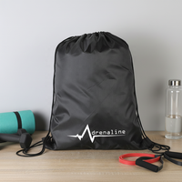 Sac à dos à cordon en polyester noir 210D léger et économique, personnalisable avec logo, idéal pour le sport, la gym, les voyages, promotionnel, sac cadeau