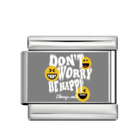 Bracelet à breloques italien en acier inoxydable argenté 9 mm, motif Smiley Emoji avec message positif, ensemble DIY interchangeable, vente en gros