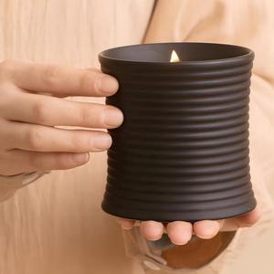 <span class=keywords><strong>Bougie</strong></span> parfumée en pot en céramique personnalisée, marque de luxe populaire, huile de parfum naturelle, mèche en bois, bougies en soja pour décorations de maison, cadeaux - Product Image 1