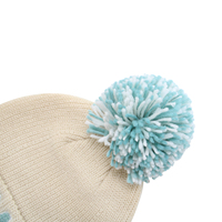 Collection Personnalisée – Bonnet Femme 100% Acrylique Style Urbain Tricot Plat avec Applique Broderie et Pompon en Fil – Idéal Plage