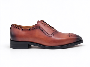 Chaussures habillées Oxford en cuir patiné pour hommes, à lacets, style brogue classique à bout ailé, pour affaires, mariage, bureau et soirée - Product Image 3