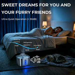 Fontaine à eau pour animaux de compagnie en acier inoxydable de 2,2 L, distributeur d'eau automatique pour chats, bol d'eau filtrée ultra-silencieux pour chats et chiens - Product Image 2