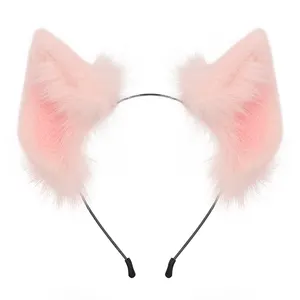 新しいスタイルの快適な素材動物猫の耳ぬいぐるみヘッドバンドアニメキツネの耳