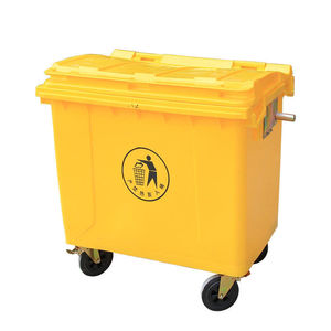 Hongdi 660L Thickened Outdoor Plastic Trash Can With Lid Wheels Rectangular Industrial Grade Waste <b>Bin</b> - Product Image 1