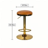 Tabouret de bar moderne sans dossier, rembourré, stable, pivotant, réglable en hauteur, avec base en métal doré poli et repose-pieds ovale, pour la maison, le pub, le comptoir ou la salle à manger