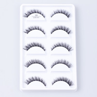 Lot de 5 paires de faux cils 3D en vison synthétique, naturels, effilés et volumineux, faits à la main, pour maquillage professionnel, fournisseurs de beauté E08 Mini