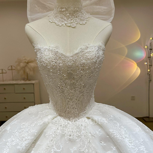 Vestido de Novia de Lujo sin Tirantes con Apliques, Vestidos de Novia de Encaje Color Marfil, Vestidos de Novia Lsjj51 Jancember - Product Image 6