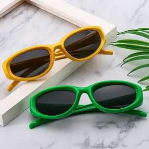 Jiuling novo design moda esporte preto oval forma óculos de sol y2k candy tone sunglasses