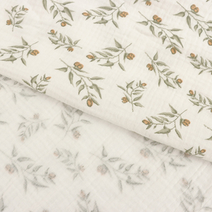 Petites fleurs mignonnes impression 100% mousseline de coton peigné biologique Double gaze crêpe tissu tissé pour les filles et les garçons pyjamas de bébé - Product Image 5