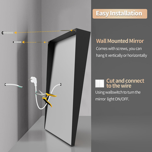Espejo de tocador montado en la pared con marco de inclinación de <span class=keywords><strong>baño</strong></span> Led regulable de 3 colores, espejo antiniebla con luz frontal <span class=keywords><strong>para</strong></span> silla de ruedas discapacitada - Product Image 4
