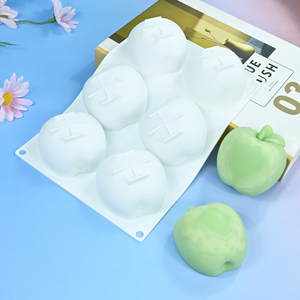 Molde de silicona 3D con forma de manzana de 6 cavidades para helados, chocolate, mousse, pasteles y repostería para panadería - Product Image 1
