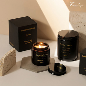 Vela perfumada de cera de soja ecológica, copa de cristal negra brillante, embalaje de estampado dorado dirigido a una mejor legibilidad, motor de búsqueda - Product Image 5
