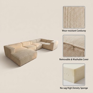 Sofá Modular Minimalista Comprimido, Sofá sin Marco de Tela de Pana, Sofá de Sala de Estar Combinable Empacado al Vacío - Product Image 5