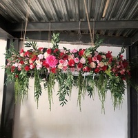 Hortensias de seda Floral al aire libre hoja curva decoración de techo flores colgantes pared Artificial flor techo para boda