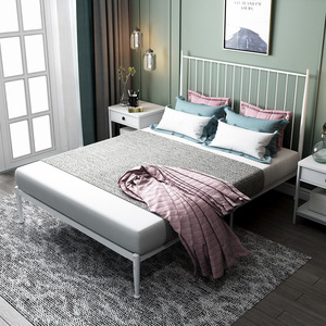 Dormitory Construction Single Tier Coated Pipe Manufacturers Sell Metal <b>Bed</b> <b>Frame</b> Type <b>Platform</b> Bedroom Furniture <b>Bed</b> King-size - Product Image 4