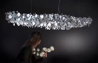 Décoration intérieure de restaurant, luminaire suspendu carré en acier inoxydable de luxe en laiton et acier, LED, pour hôtel, villa, salle à manger