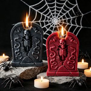 Vela aromática de Halloween con forma de lápida, esqueleto, calavera, serpiente y murciélago, vela artesanal para decoración de fiestas, decoración del hogar, regalo festivo - Product Image 2