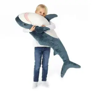1m多功能毛绒鲨鱼玩具蓝鲨枕头