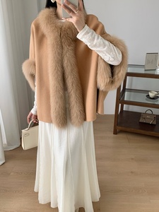 2025 Inverno Barse Casaco De Caxemira De Lã Mulheres Curto Capa De Pele De Raposa De Lã - Product Image 2