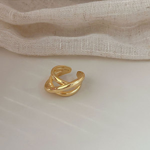 Línea geométrica de moda 925 anillo de plata para Mujeres Hombres 18K chapado en oro plata esterlina 925 ajustable anillo abierto joyería al por mayor - Product Image 5