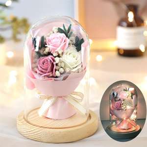 Rosa Real con Luz LED, Rosas Preservadas, Flor Roja Eterna en Cúpula de Cristal, Regalo para el Día de San Valentín, Regalos para el Día de la Madre - Product Image 4