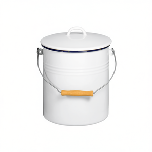 Cubo con Tapa 10 L 32 Cm 25 Cm Esmaltado Blanco - Product Image 2