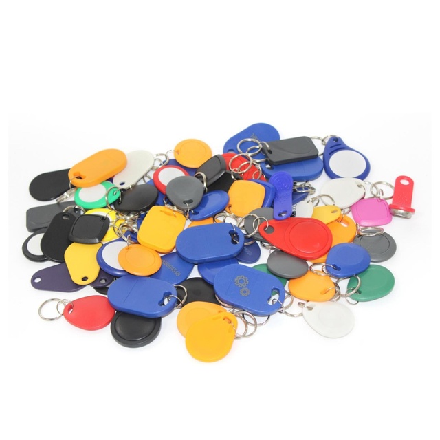 Customized 13.56Mhz 125Khz RFID Keychain Rewritable Elevator Access Control Keyfob NFC Mini Tag TK4100 T5577 RFID Chip ABS Card